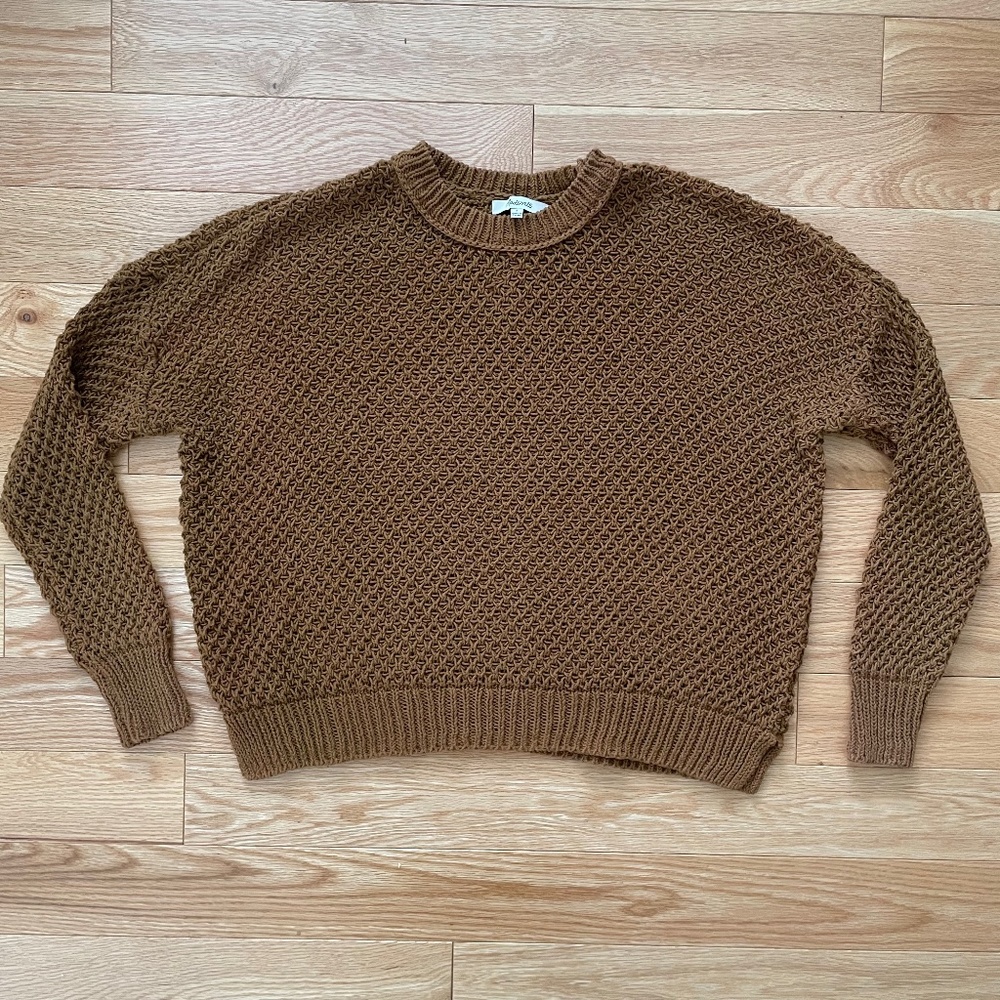 Madewell textured cotton sweater in ochre